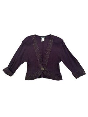 Carole Little Petites Eggplant 2pc Set Jacket Cami Size 10 Vintage